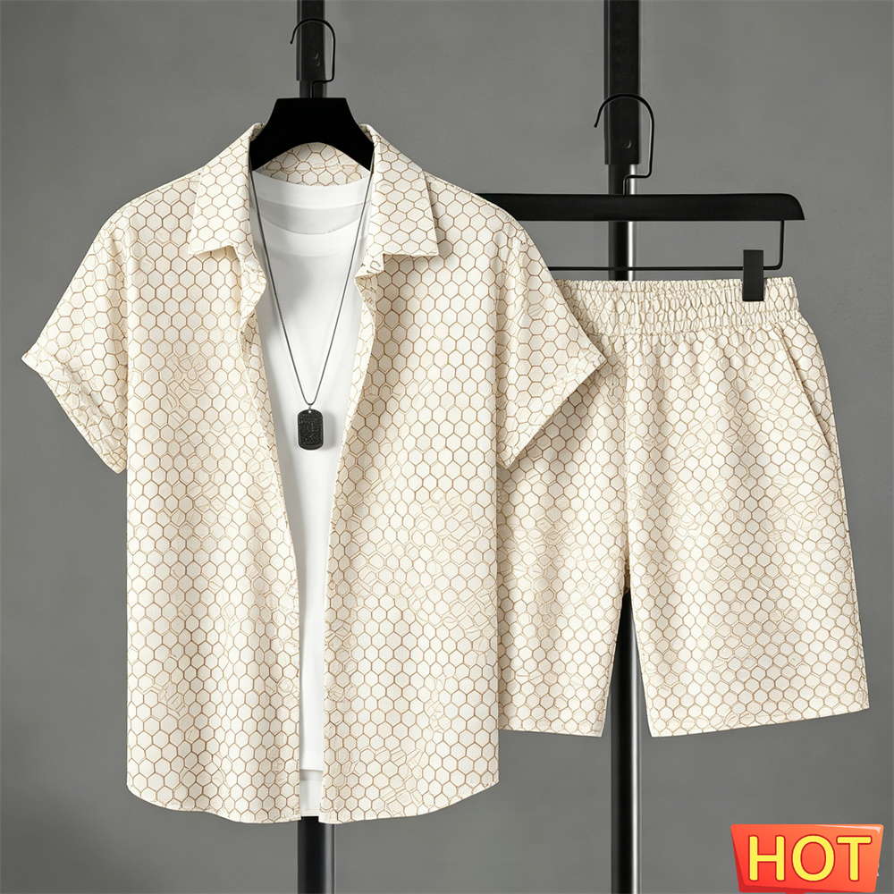 Men'S Fashion Color - Summer Outfits Man Shirt Set Gradient