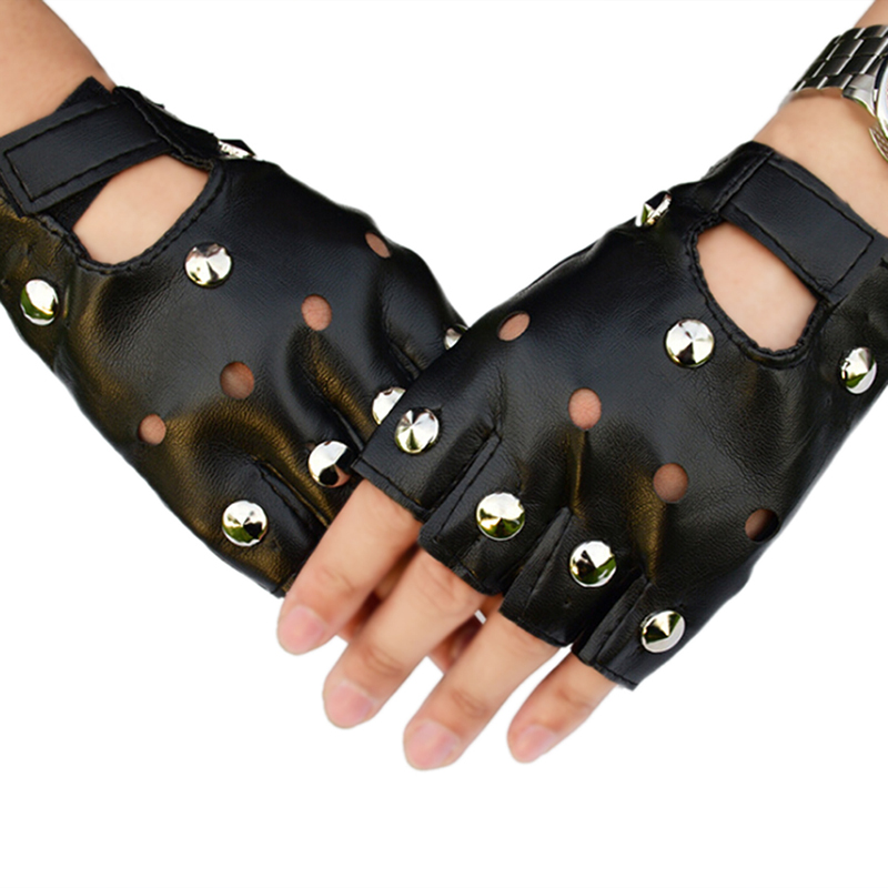 Driving Gloves Leather - Fashion Dance Motorcycle Rivets Stud Gloves