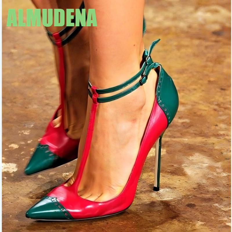 Men'S Fashion Color - Multi Color Splicing Pointed Pump Ankle