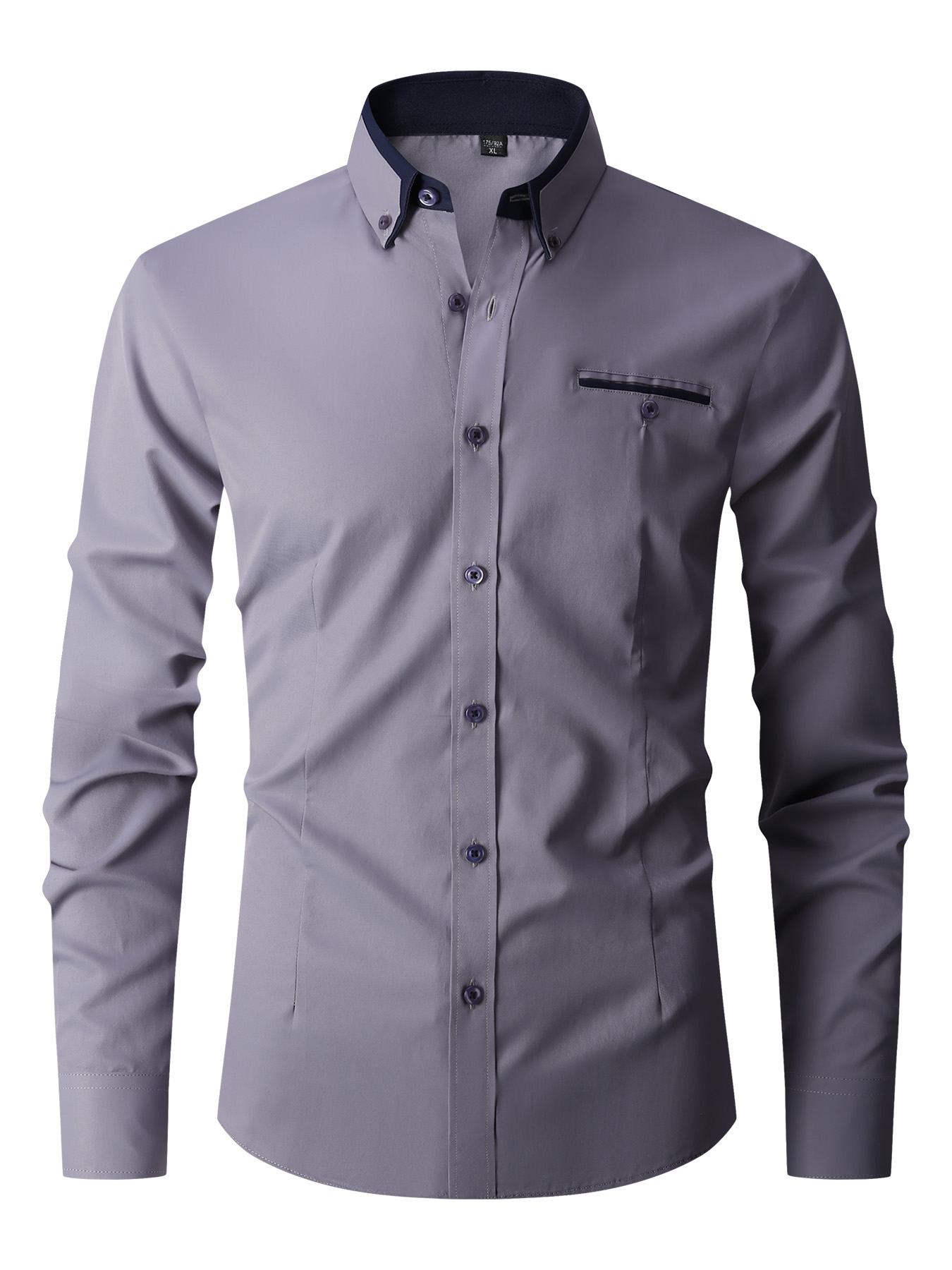 Men Formal Shirt Long Sleeve O - Men'S Fashion Color 评论和价格