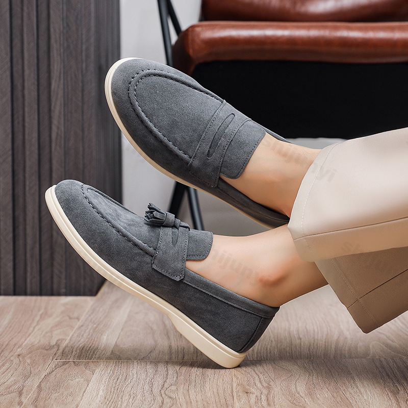 Men Flat Loafers Frosted Suede - Men'S Fashion For Wedding 评论和价格