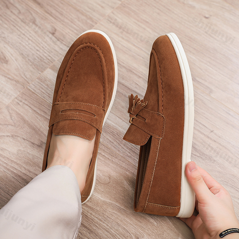 Men Flat Loafers Frosted Suede - Men'S Fashion For Wedding 评论和价格