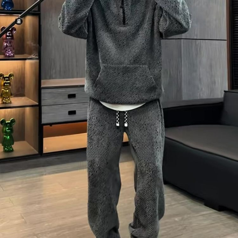 Men Striped Hoodie Set Thick F - Mens Fashion Casual Outfits 评论和价格