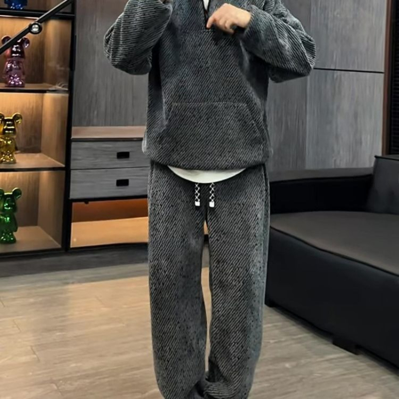 Men Striped Hoodie Set Thick F - Mens Fashion Casual Outfits 评论和价格