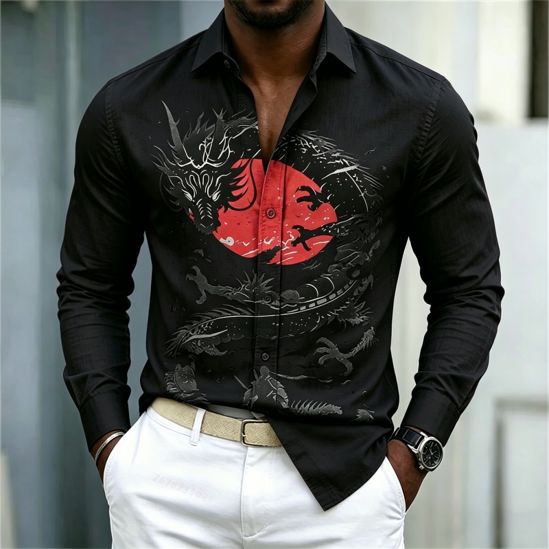 2026 New Men's Shirt White Bla - Mens Fashion Casual Outfits 评论和价格