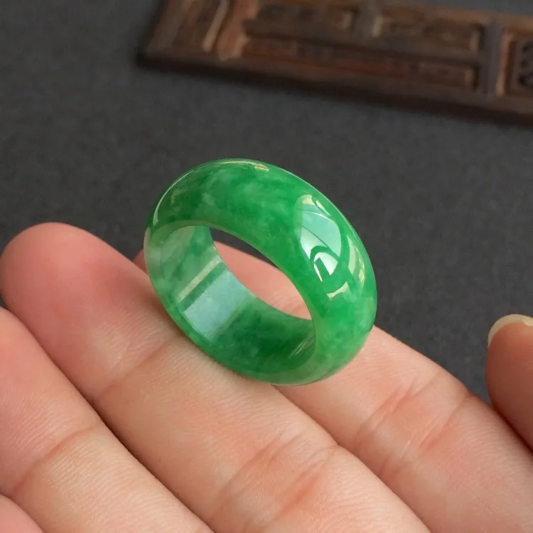 Natural Green Jade Ring Jadeit - Men'S Fashion For Wedding 评论和价格
