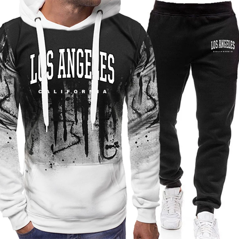 Fashion Men's Tracksuit Print  - Men'S Fashion Clothing 评论和价格